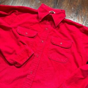 Vintage Mr Leggs Shirt Mens XL Red Chamois Button Up 1980s USA MADE